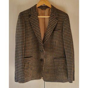 Vintage CRICKETEER Women's Wool Houndstooth Blazer Jacket Womens Size 12 Brown